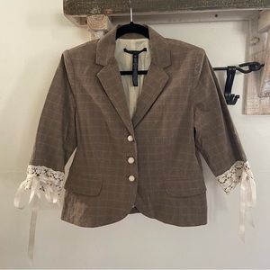 Y2K Robert Rodriguez coquette lace ribbon trim blazer